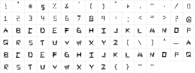 WE WRESTLE Regular  glyph index