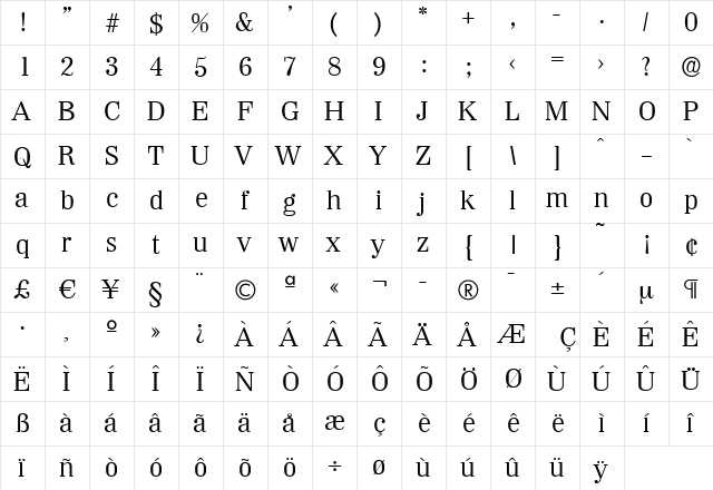 FredBecker Regular  glyph index