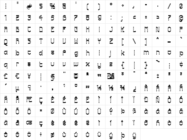 Futurex Dropshaft Regular  glyph index