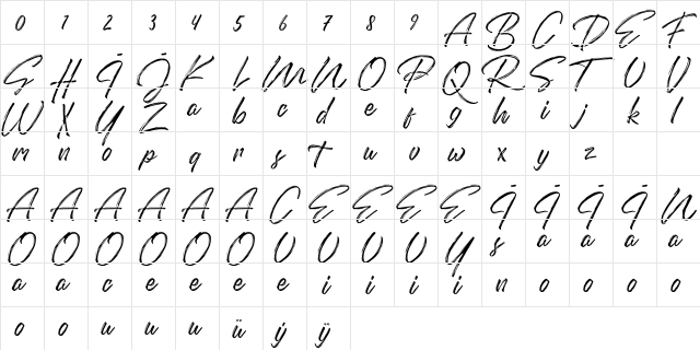 Domillion Brush Free Regular  glyph index