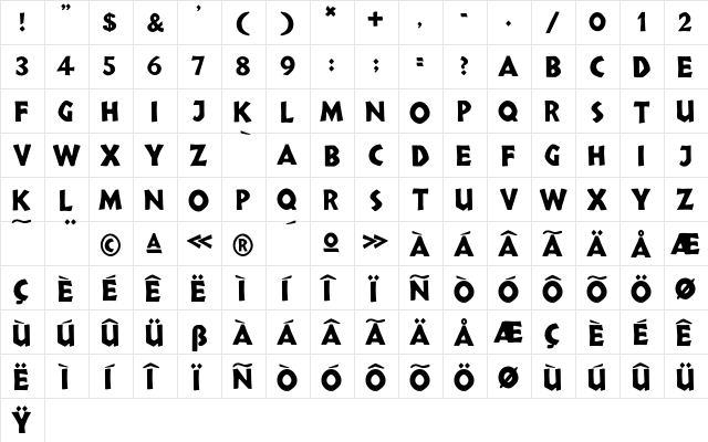 Chieftan Solid  glyph index