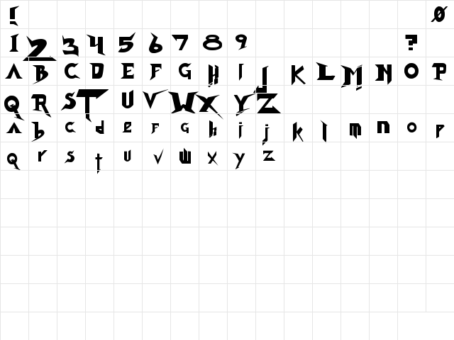Endbuster Regular  glyph index