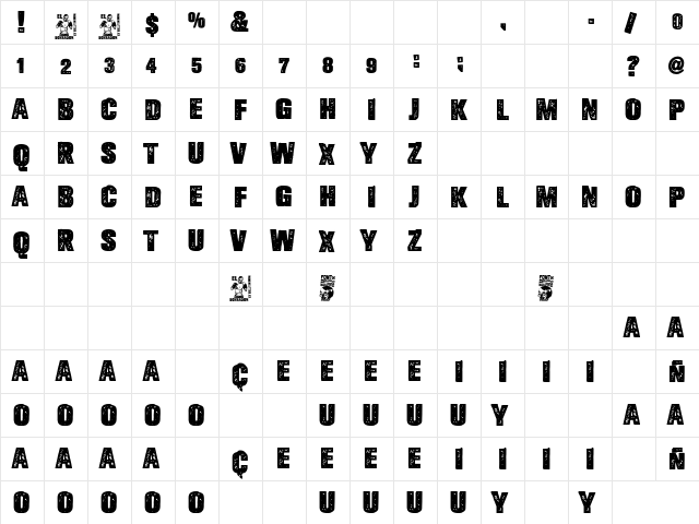 El Boxeador Regular  glyph index