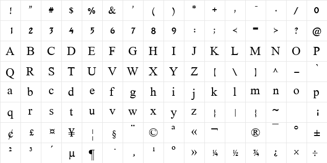 AdaMF Bold  glyph index