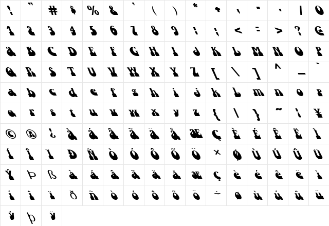 FZ JAZZY 16 LEFTY Normal  glyph index