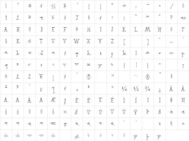 OutwestLight Regular  glyph index