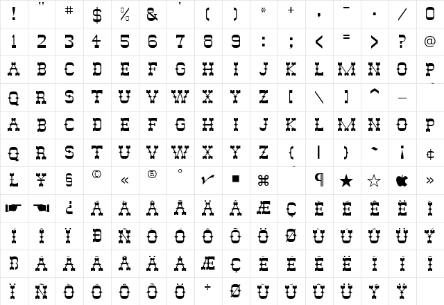 FZ JAZZY 46 Normal  glyph index