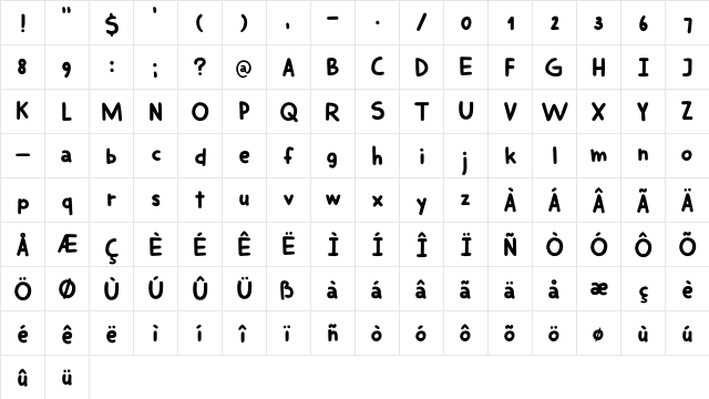 DK Smiling Cat Regular  glyph index
