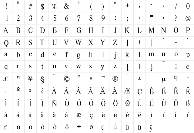 Casad-Regular Regular  glyph index