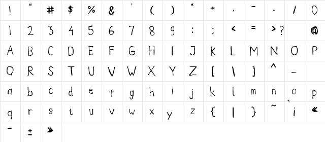 Annabe Regular  glyph index