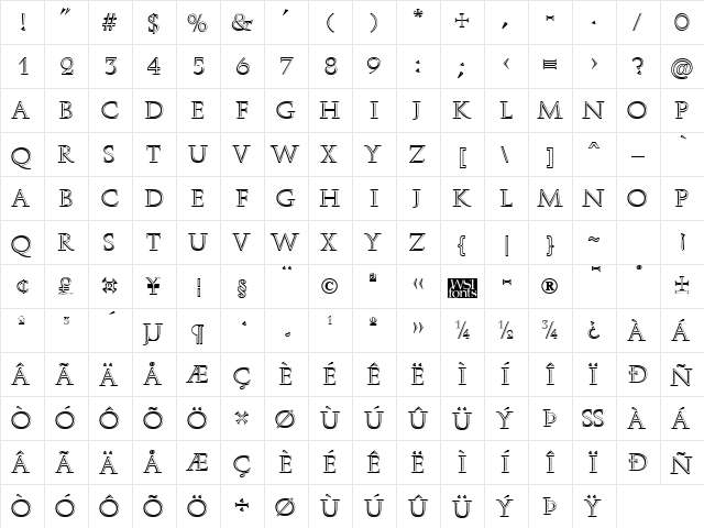 RomanStonecut Regular  glyph index
