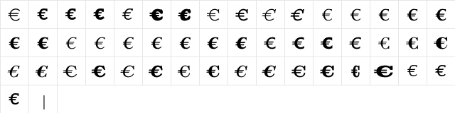 EuroSerifEF Three  glyph index