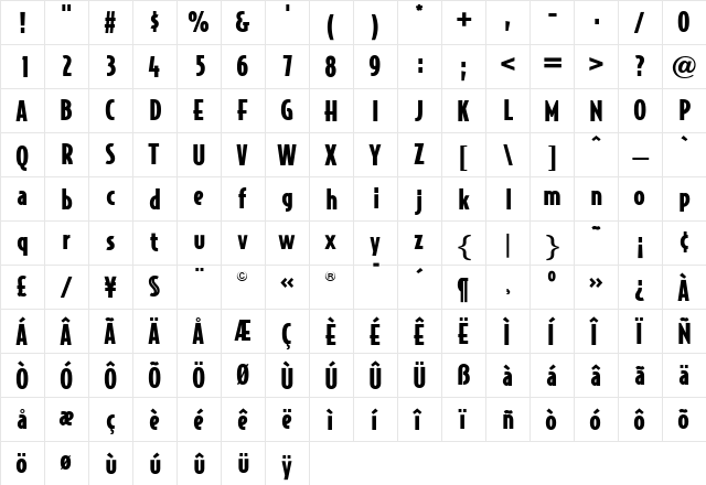 OPTIJake Medium  glyph index
