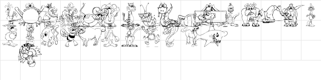 LM Animal Toons Regular  glyph index