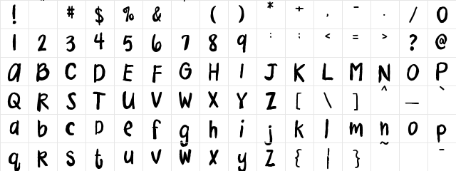 FB Almost Paradise FB Almost Paradise  glyph index