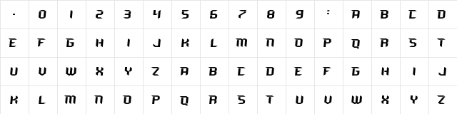 RAVEN MXI Regular  glyph index