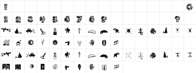 Wacky Regular  glyph index