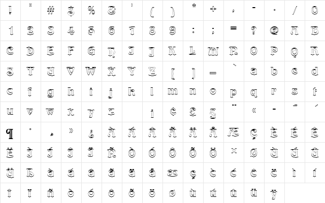 ArnoldBoeDOu1 Regular  glyph index