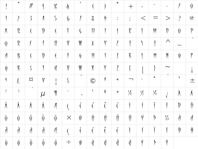 Cherie ITC Std Regular  glyph index