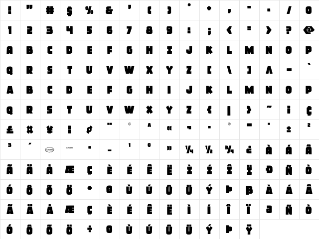 Frost Giant Regular  glyph index