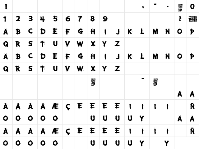 Pantano Thing Regular  glyph index