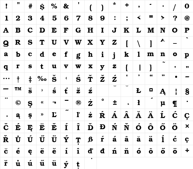 BookmItcTEEDemBol Regular  glyph index