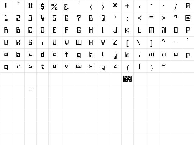 MagneticCardTwo Bold  glyph index
