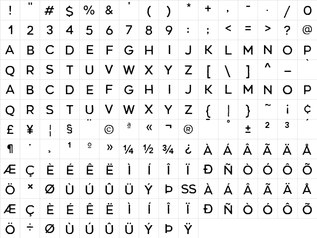 Renos Rough Regular  glyph index