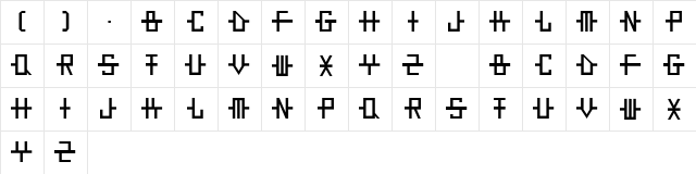 StruckSW Regular  glyph index