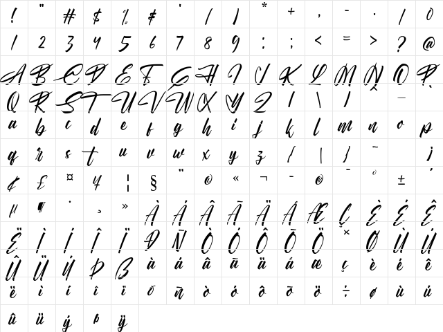 Citul Regular  glyph index