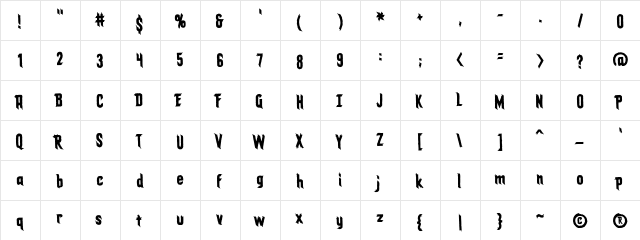 ElderGods BB Regular  glyph index