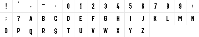 Bonard Regular  glyph index