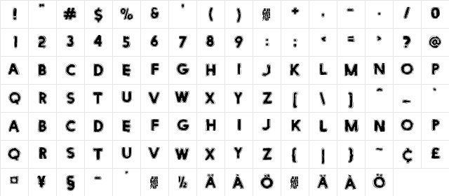 White Submarine Regular  glyph index