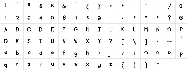 Diskontented Medium  glyph index