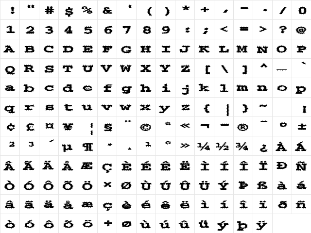 FZ BASIC 54 SPIKED EX Normal  glyph index