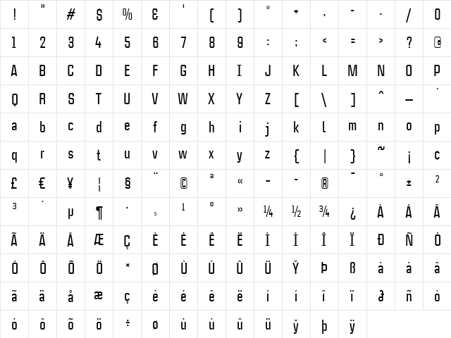 CaseStudyNoOne LT Medium  glyph index