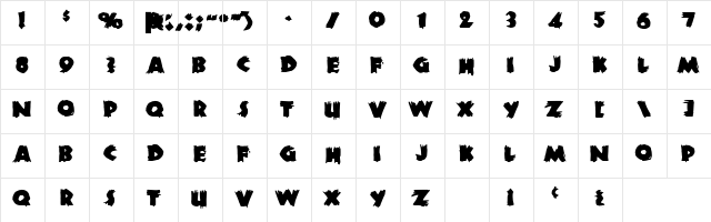 Zombie A  glyph index