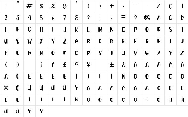 Battle War Regular  glyph index