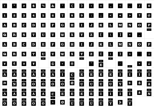 ChildsPlayBlocksSolid Bold  glyph index