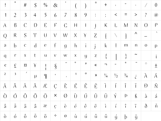 Ellipse ITC Std Regular  glyph index