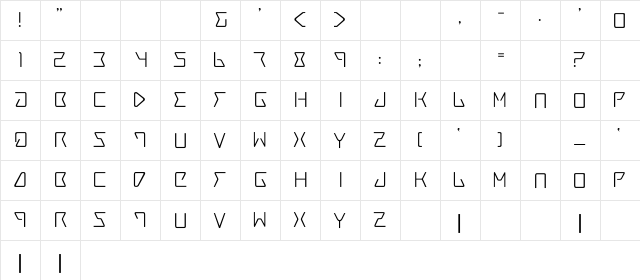 Greek Regular  glyph index