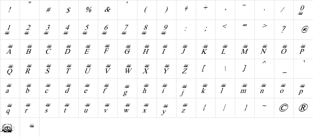 FerretsRTopsItalics Regular  glyph index