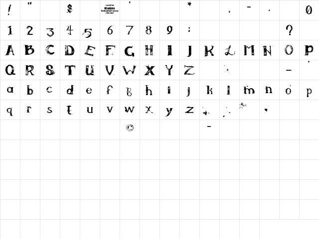 KiraLynn Regular  glyph index