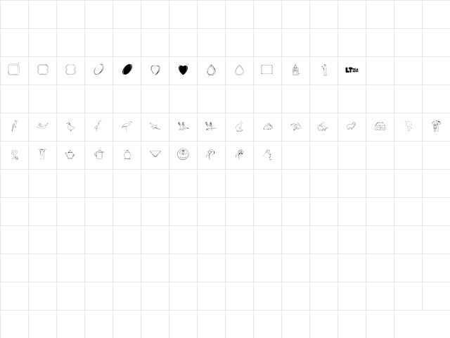 CaliKat's Path Draws LT Regular  glyph index