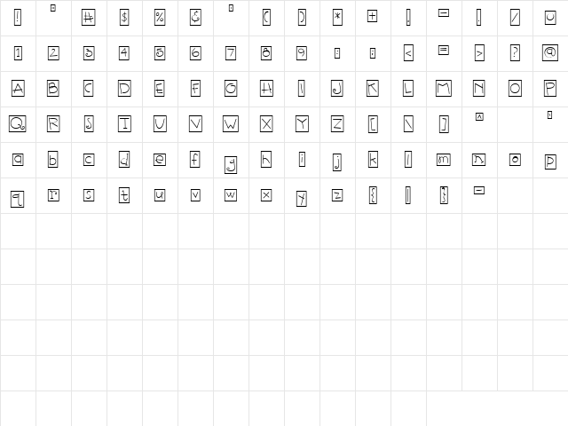 CK Fun Boxes Regular  glyph index