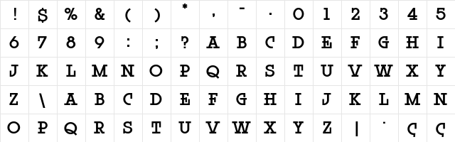 Rock Titling DemiBold Trial  glyph index