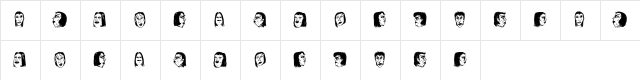 Women Heads Regular  glyph index