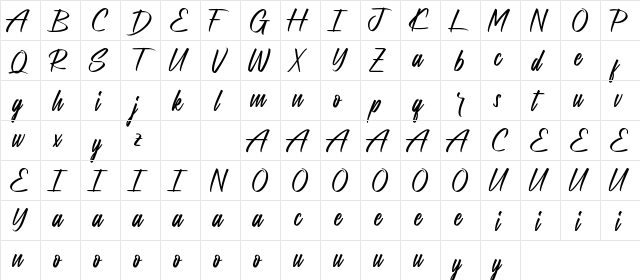 Kingwater Demo Regular  glyph index