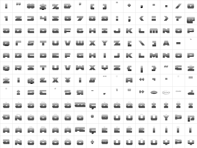 Banjin Scanlines Regular  glyph index