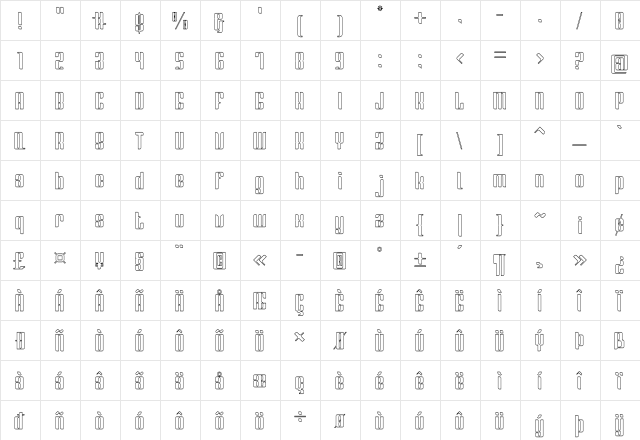 Greenleaf Outline Regular  glyph index
